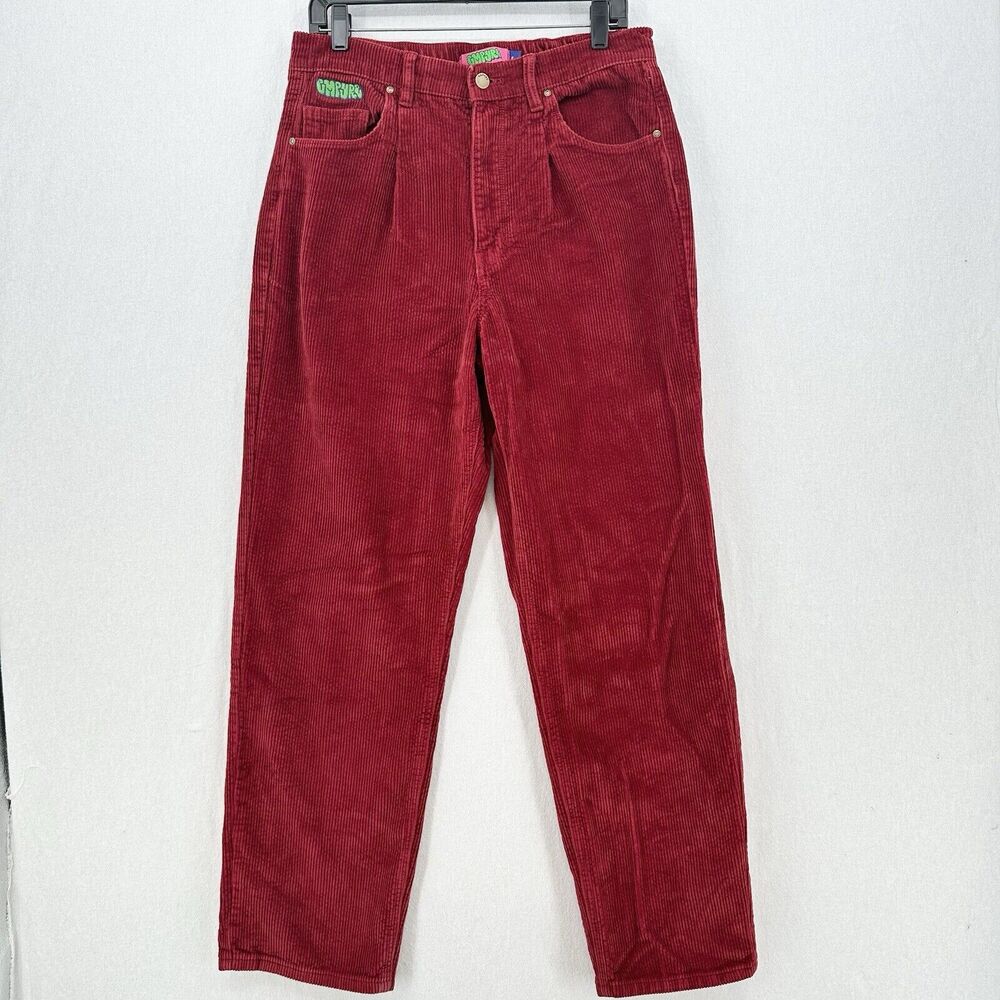 Corduroy Empyre Jeans Womens Large 12 Tori Baggy Straight Red Preppy Skater